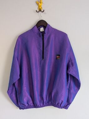 Vintage Surf Style Iridescent Purple Windbreaker, Unisex Size OS (Flaws)